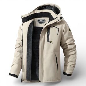 Moerdeng Waterproof Hooded Winter Jacket Mens Medium Fleece Lined Hiking Coat